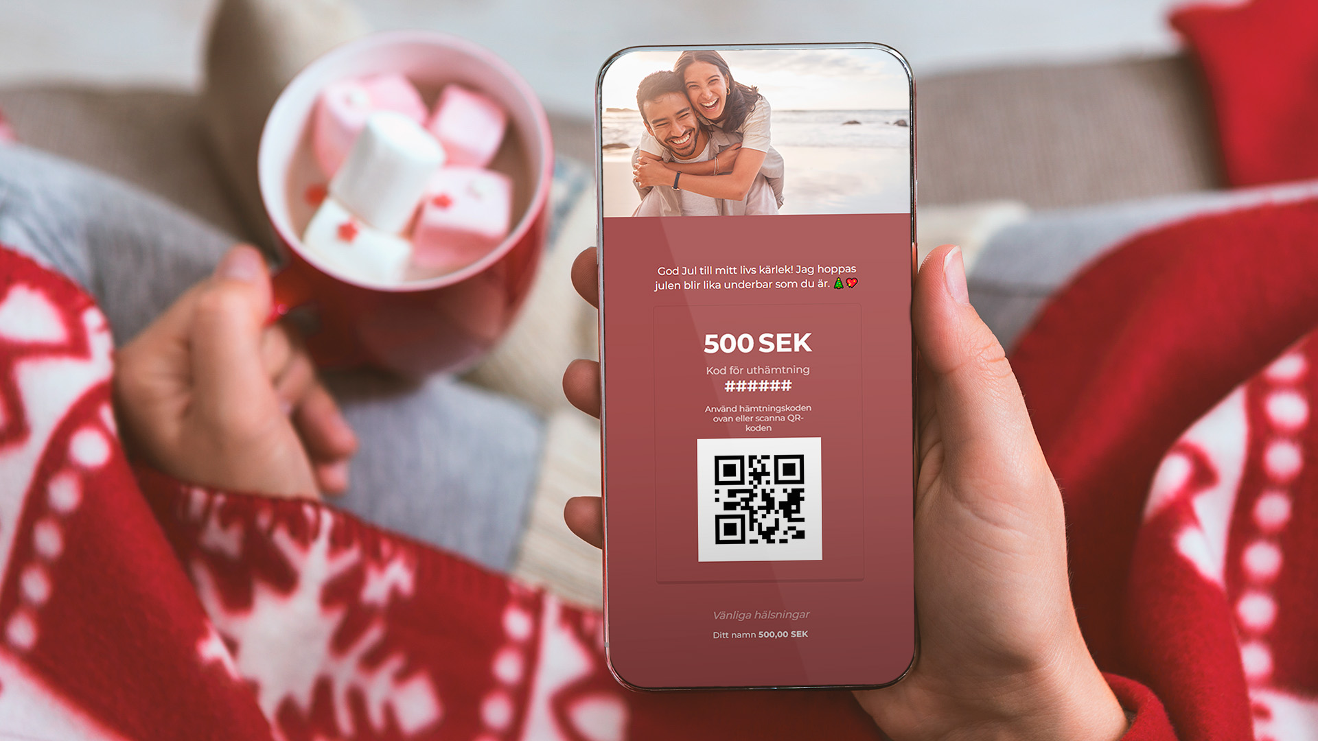 Dam håller mobil med dittpresentkort.se