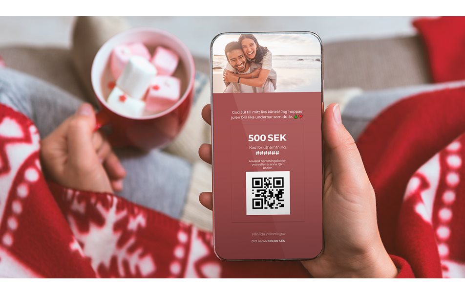 Dam håller mobil med dittpresentkort.se